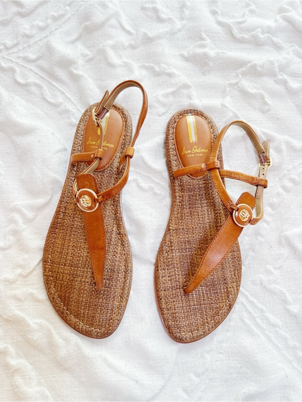 Sam Edelman Gigi Brown Woven Leather Slingback Sandals Size 8